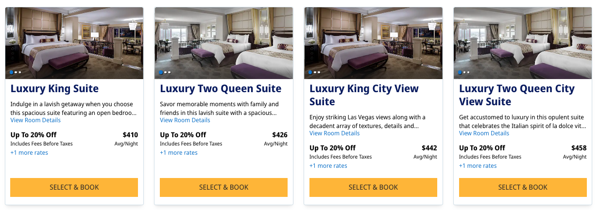 The Venetian cash booking through Hyatt